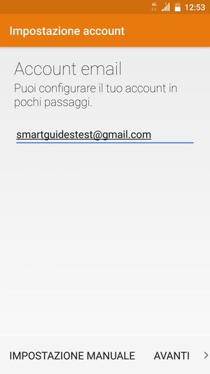 Inserisci il tuo indirizzo email e seleziona AVANTI