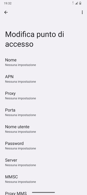 Inserisci le informazioni di Internet