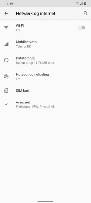 Vælg Mobilnetværk