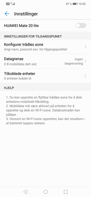 Velg Konfigurer Wi-Fi-sone / Konfigurer trådløs sone