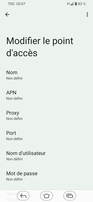 Saisissez les informations Internet