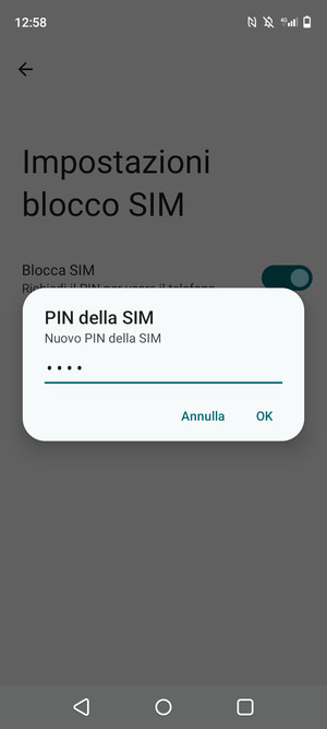 Inserisci Nuovo PIN della SIM e seleziona OK