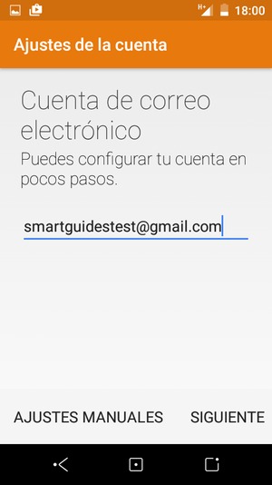 Introduzca su dirección de correo electrónico de Gmail o Hotmail y seleccione SIGUIENTE