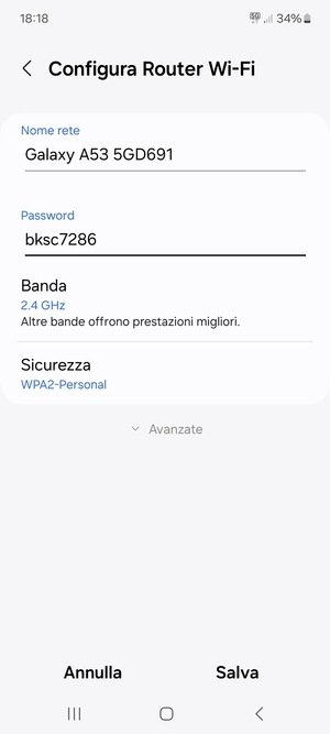 Inserisci una password di almeno 8 caratteri e seleziona Salva