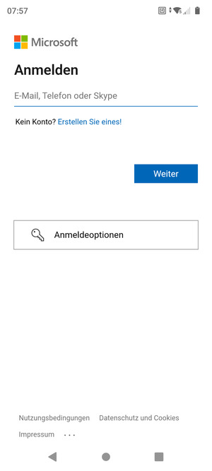 Geben Sie Ihre E-Mail-Adresse ein und wählen Sie Weiter