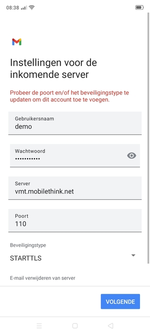 Selecteer Beveiligingstype