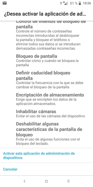 Desplácese y seleccione Activar esta aplicación de administración de dispositivos