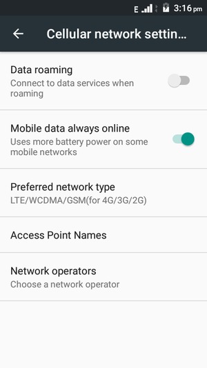 To change network if network problems occur, select Network operators