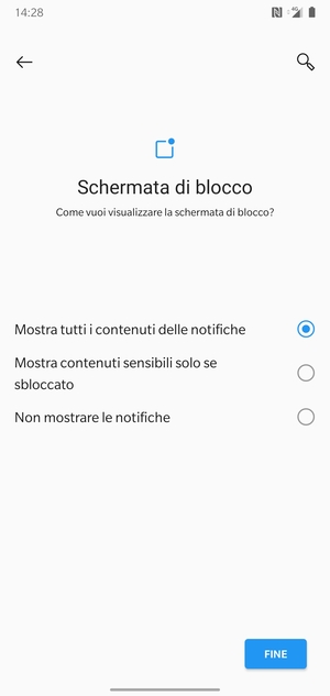Seleziona la tua opzione preferita e poi FINE