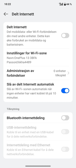 Velg Innstillinger for Wi-Fi-sone