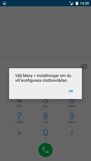 Om din röstbrevlåda inte är installerad, välj OK