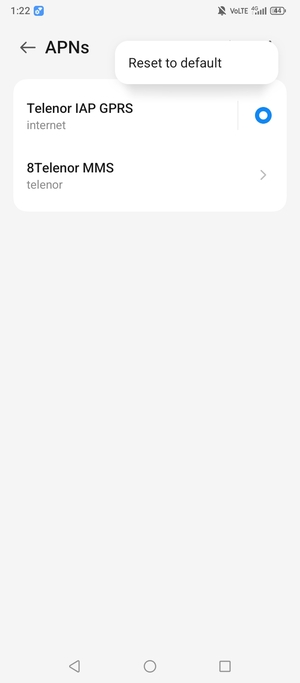 Select Reset to default