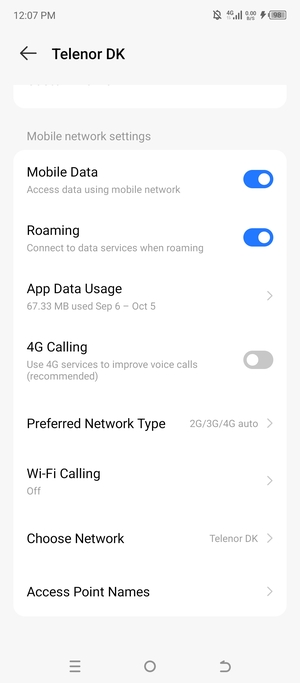 Turn Roaming on or off
