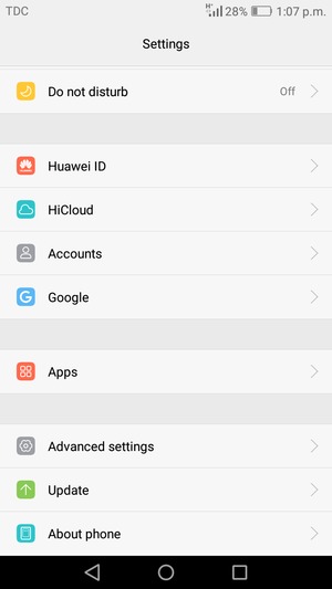 Scroll to and select Advanced settings