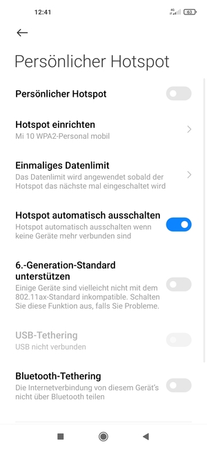 Wählen Sie Hotspot einrichten