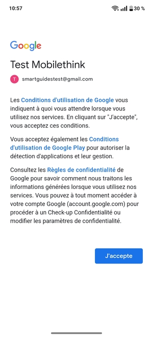 Sélectionnez J'accepte