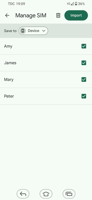 Select the v button