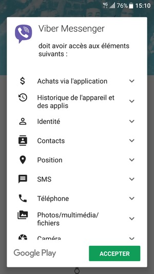 Sélectionnez ACCEPTER
