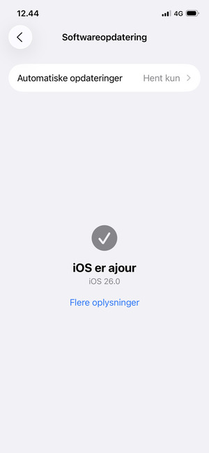 Hvis din iPhone er opdateret, vil du se følgende skærmbillede