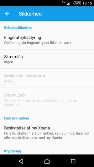 Vælg Skærmlås