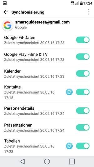 Stellen Sie sicher, dass Kontakte ausgewählt ist