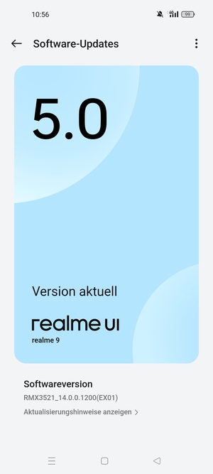 Falls Ihr Handy aktualisiert ist, wird Ihnen der folgende Bildschirm angezeigt