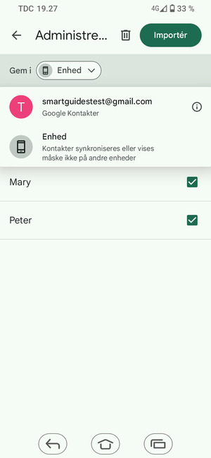 Vælg din Google konto