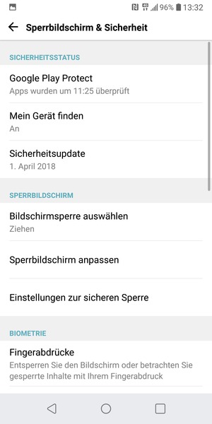 Wählen Sie Bildshirmsperre auswählen