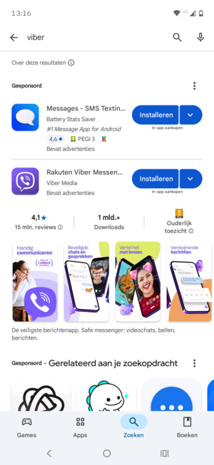 Selecteer de app