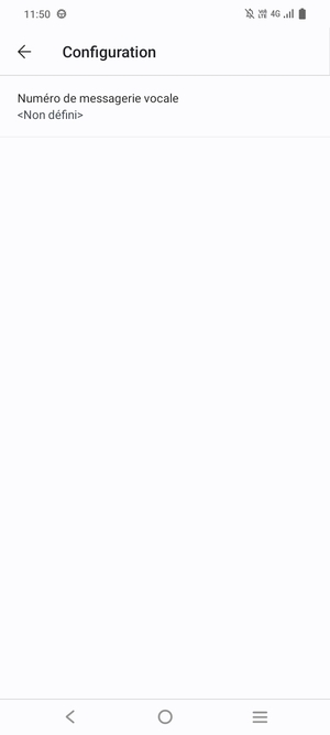 Sélectionnez Numéro de messagerie vocale