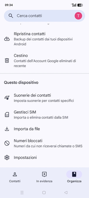 Scorri e seleziona Gestisci SIM