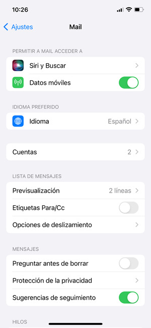 Seleccione Cuentas