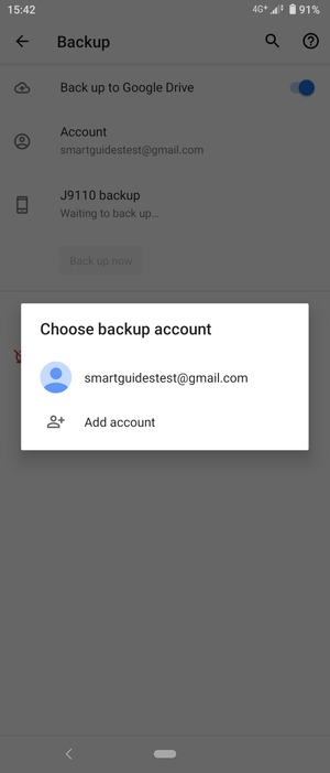 Select your backup account