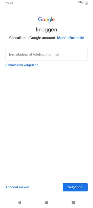 Voer uw Gmail adres in en selecteer Volgende