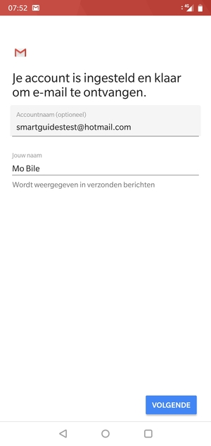 Geef uw account een naam en voer uw naam in. Selecteer VOLGENDE