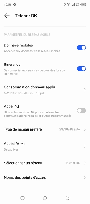 Activer ou désactiver Itinérance
