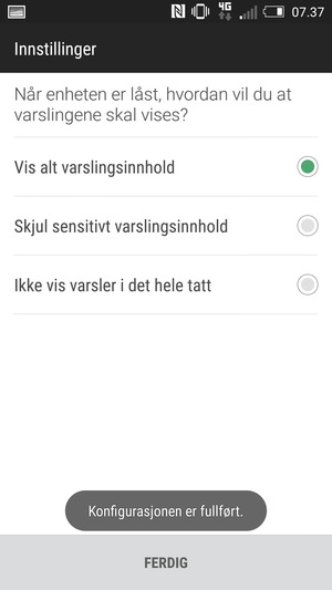 Velg foretrukket alternativ og velg FERDIG