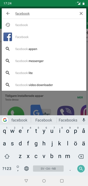 Ange app-namnet och välj Sök