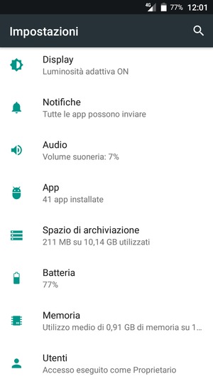 Torna al menu Impostazioni, scorri e seleziona Batteria