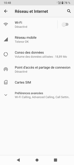 Sélectionnez Réseau mobile