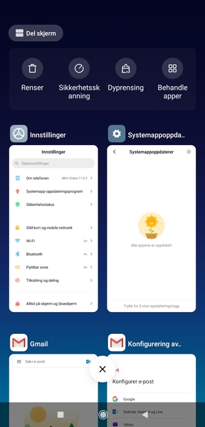 Velg sletteikonet for å lukke alle programmer som kjører
