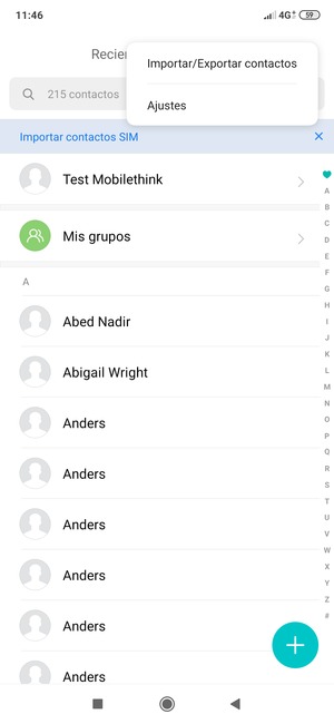 Seleccione Importar/Exportar contactos