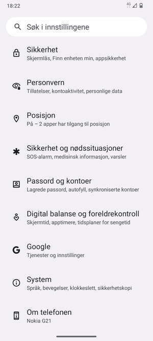 Bla til og velg System