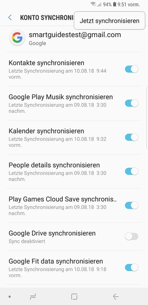 Wählen Sie Jetzt synchronisieren