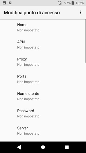 Inserisci le informazioni di Internet