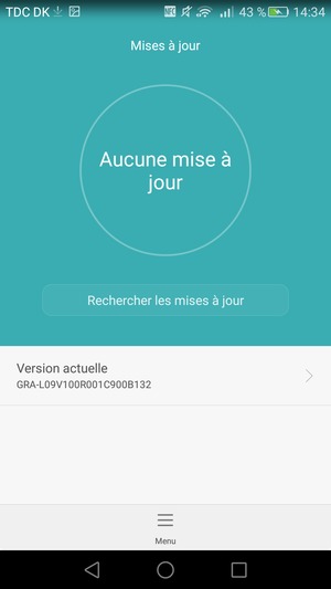 Si votre téléphone est à jour, vous verrez l'écran suivant