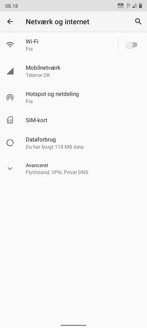 Vælg Mobilnetværk