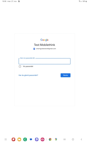 Skriv inn Gmail passord og velg Neste