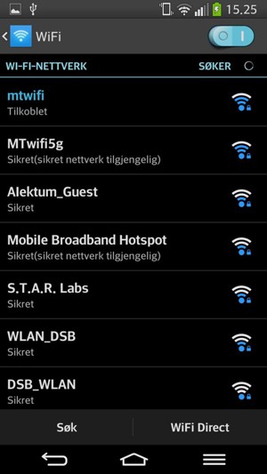 Du er nå koblet til Wi-Fi-nettverket