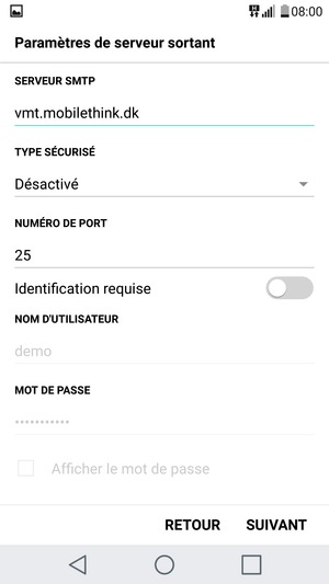 Désactiver Identification requise et sélectionnez SUIVANT